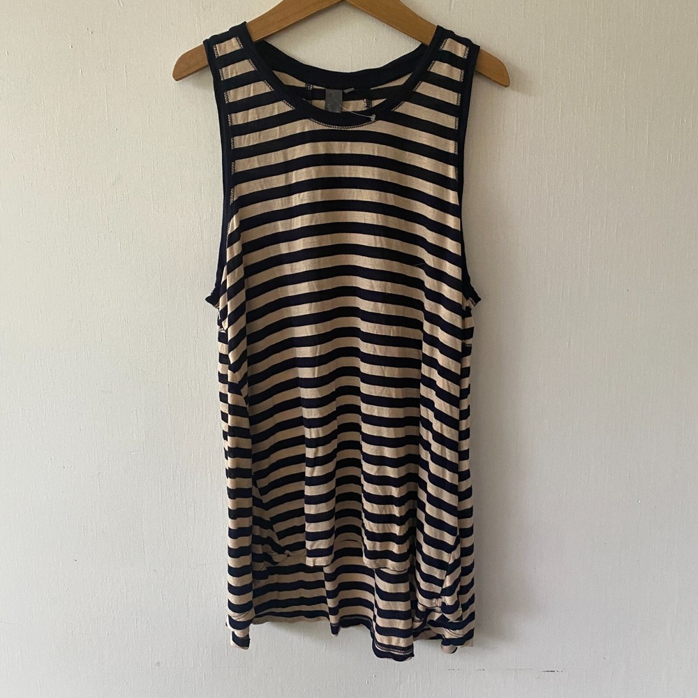Sweaty Betty Tank Top Women Medium Navy Blue Tan Striped Bamboo Athleisure